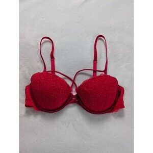 NWOT Victoria’s Secret PINK Red Lace Strappy Cage Push-Up Bra - 34B